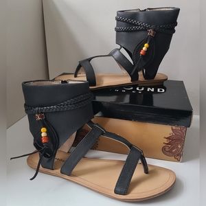 EARTHBOUND Women's FALLON Black Gladiator Sandals●Sz 38 EUR